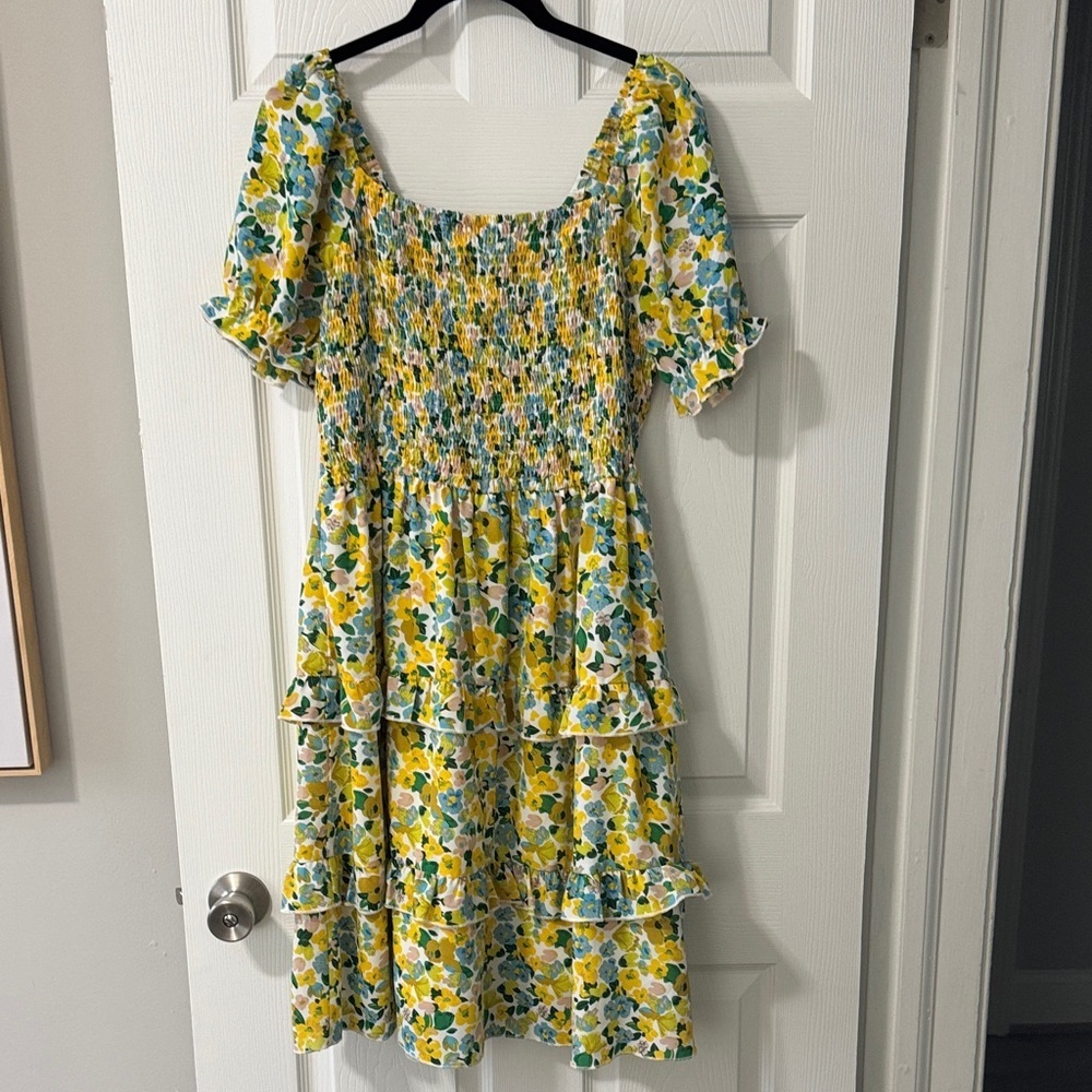 Floral Yellow and Blue Dress